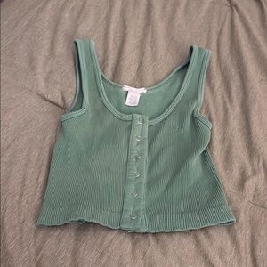 Green Ribbed Tank Top